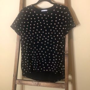 Zara Basics Hi-Lo Black Polka Dot Top